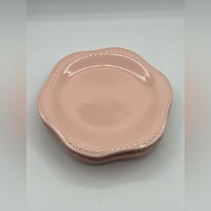 Pink Target Home Salad Dessert Ceramic Beaded Scalloped Wavy Plates Set of 4